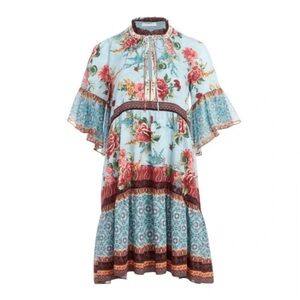 Floral Bohemian Dress with Ruffle Sleeves